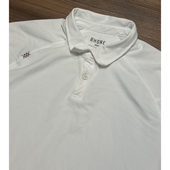 Rhone Delta Pique Polo Performance Golf Lightweight White Shirt Men's Sz L - Picture 1 of 11